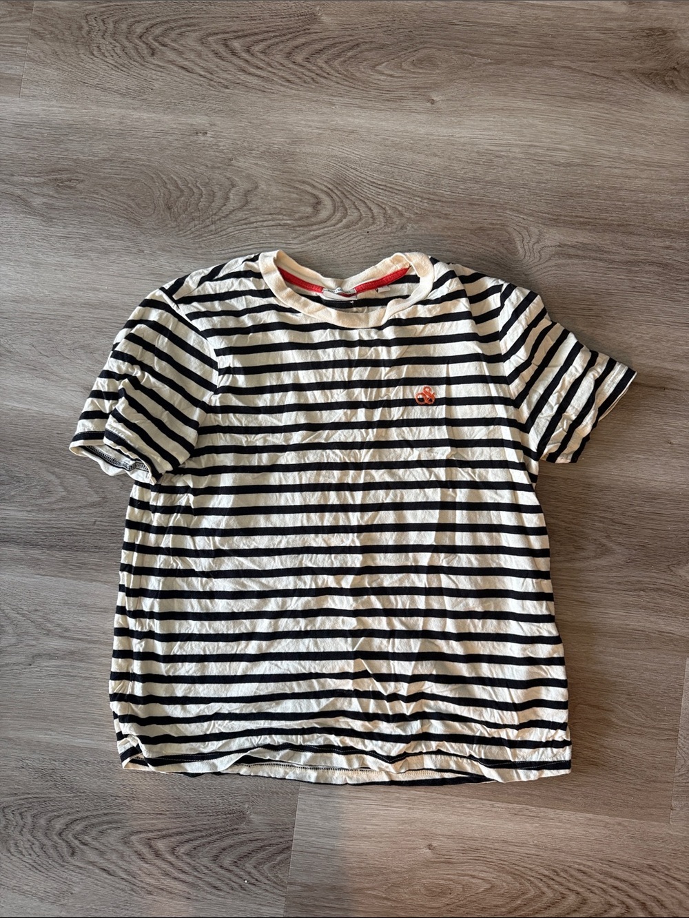 Scotch & Soda Cream and Black Striped Short Sleeve Tee